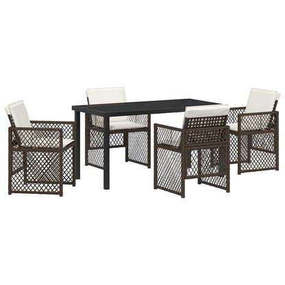 Tuin eettafelset 5 pcs Bruin poly rattan