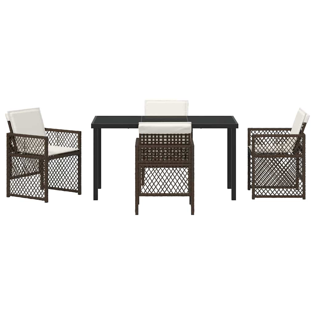 Tuin eettafelset 5 pcs Bruin poly rattan