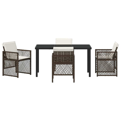 Tuin eettafelset 5 pcs Bruin poly rattan