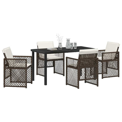 Tuin eettafelset 5 pcs Bruin poly rattan