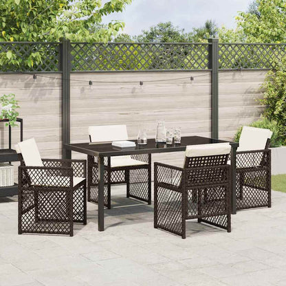 Tuin eettafelset 5 pcs Bruin poly rattan