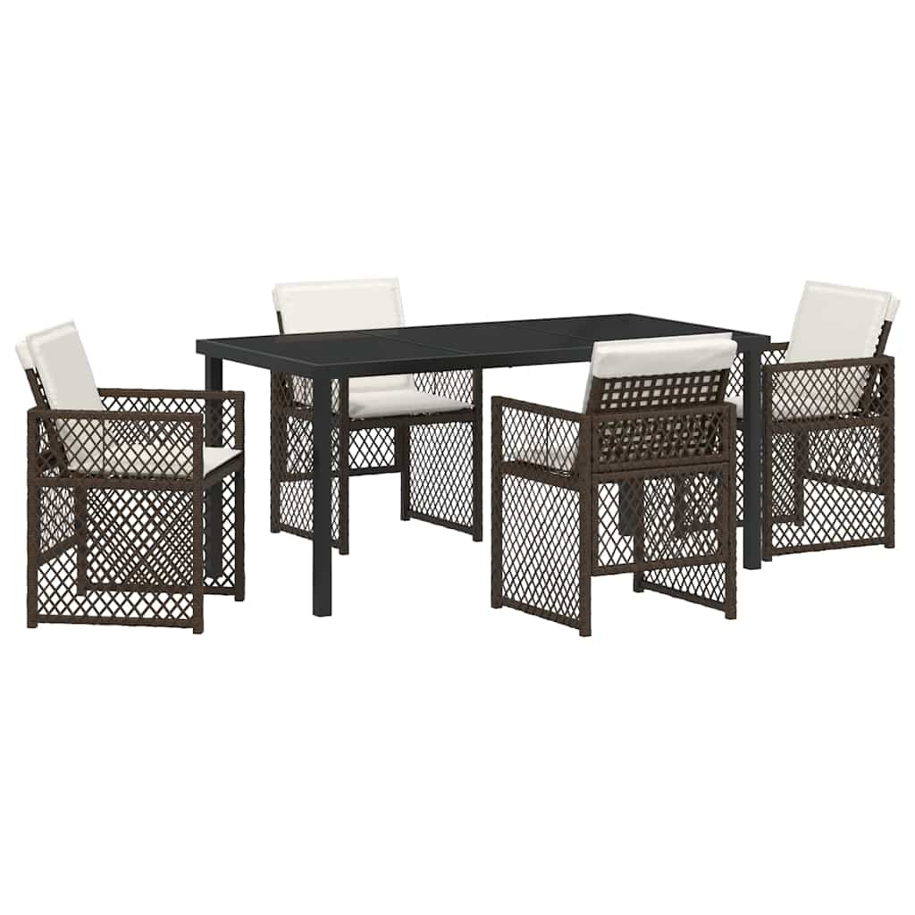 Tuin eettafelset 5 pcs Bruin poly rattan