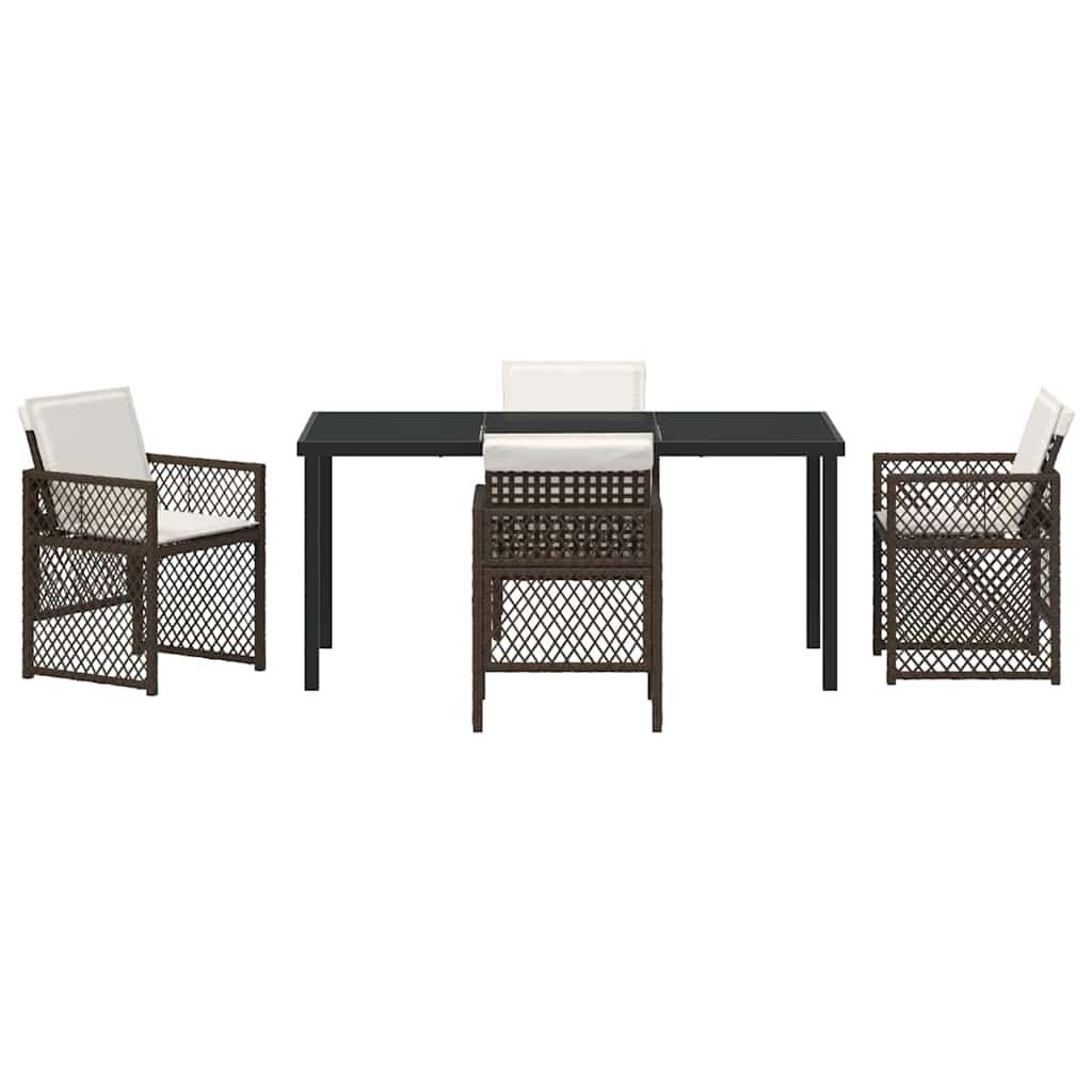 Tuin eettafelset 5 pcs Bruin poly rattan
