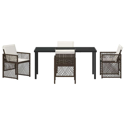 Tuin eettafelset 5 pcs Bruin poly rattan