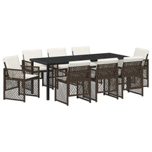 Tuin eettafelset 9 pcs Bruin poly rattan
