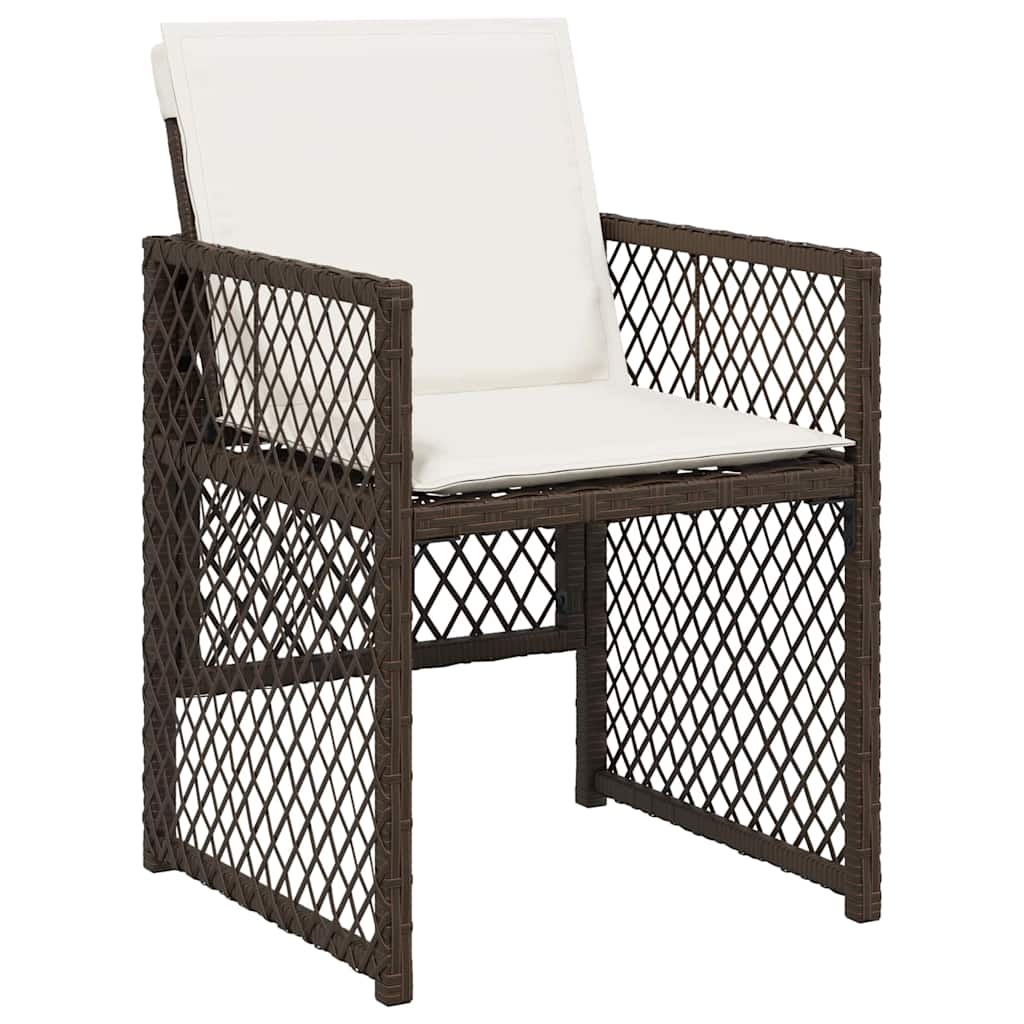 Tuin eettafelset 9 pcs Bruin poly rattan