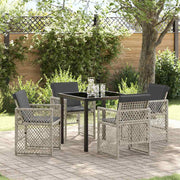 Tuin eettafelset 5-delig lichtgrijs poly rattan