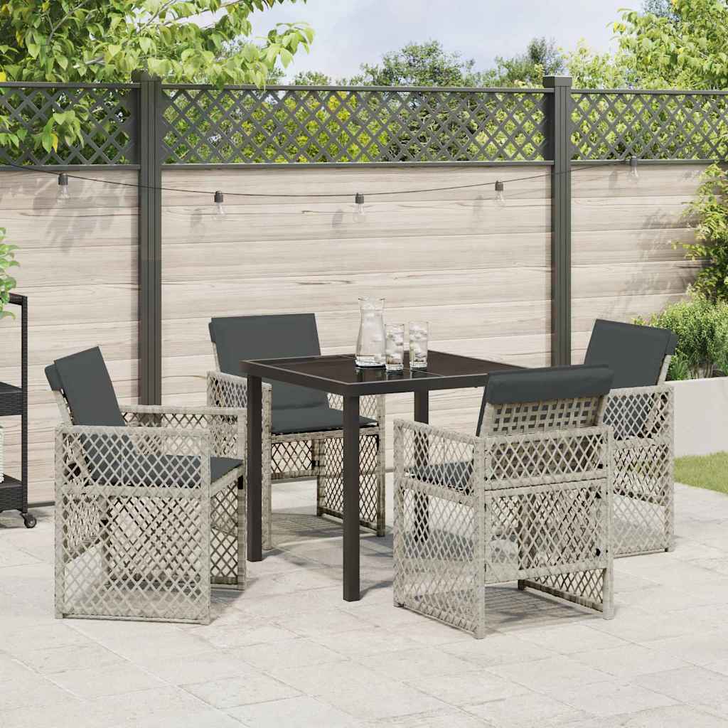 Tuin Eetset 5 pcs Lichtgrijs poly rattan