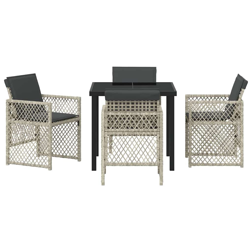 Tuin Eetset 5 pcs Lichtgrijs poly rattan