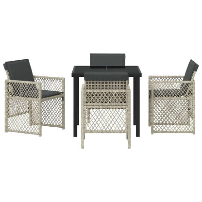 Tuin Eetset 5 pcs Lichtgrijs poly rattan