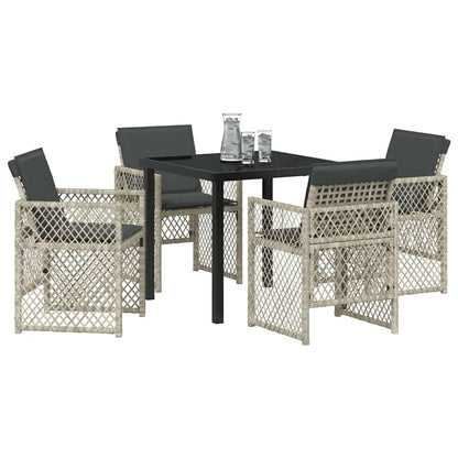 Tuin Eetset 5 pcs Lichtgrijs poly rattan