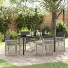 Garden dining set 5 pcs Light grey poly rattan