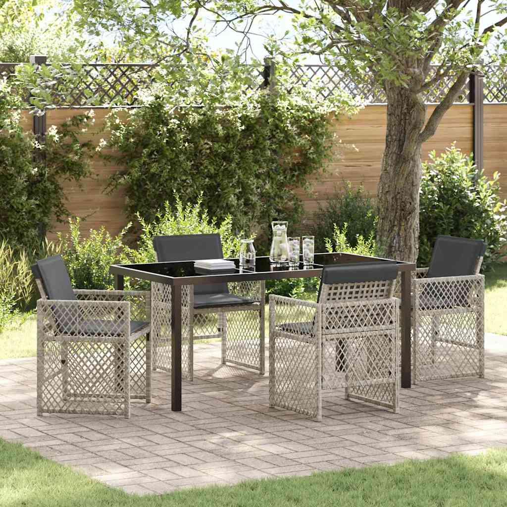 Tuin eettafelset 5 pcs Lichtgrijs poly rattan