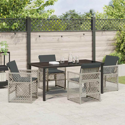 Tuin eettafelset 5 pcs Lichtgrijs poly rattan