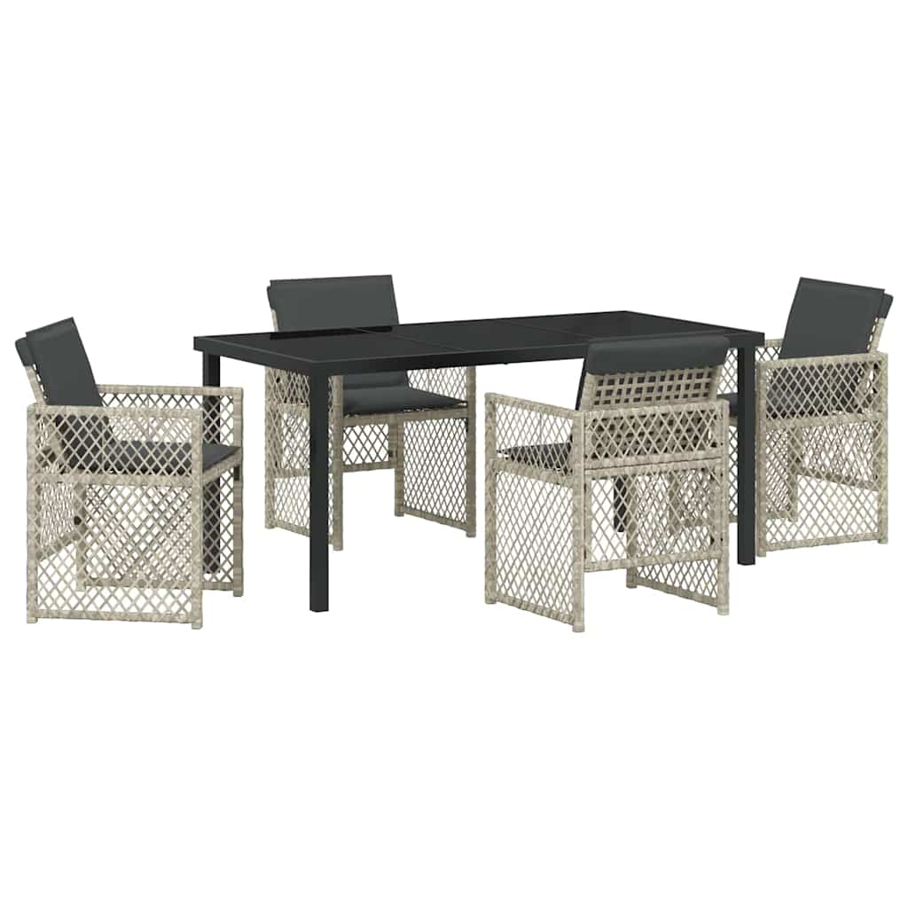 Tuin eettafelset 5 pcs Lichtgrijs poly rattan