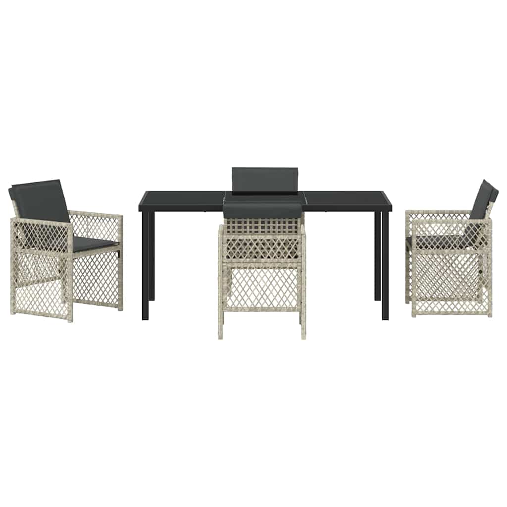 Tuin eettafelset 5 pcs Lichtgrijs poly rattan