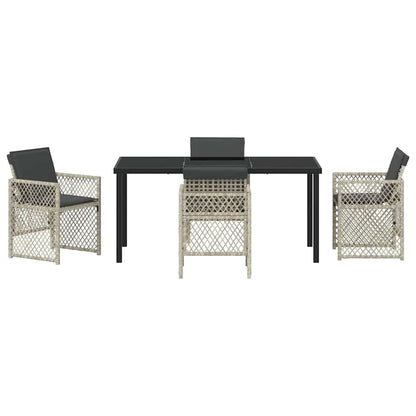 Tuin eettafelset 5 pcs Lichtgrijs poly rattan