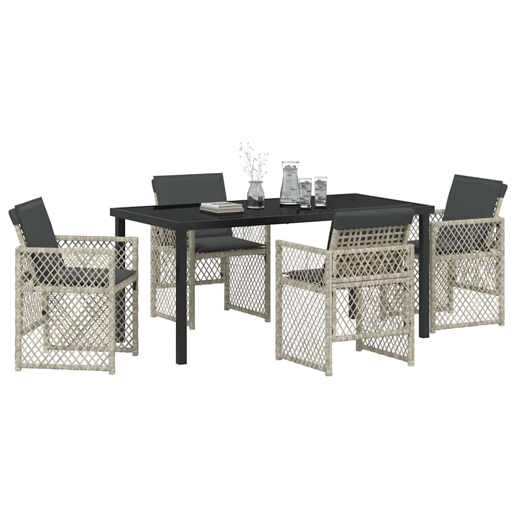 Tuin eettafelset 5 pcs Lichtgrijs poly rattan
