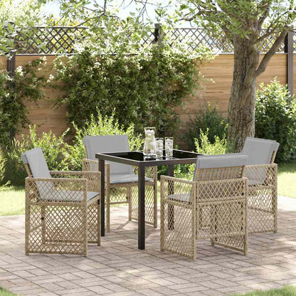 Tuin eettafelset 5 pcs Beige poly rattan