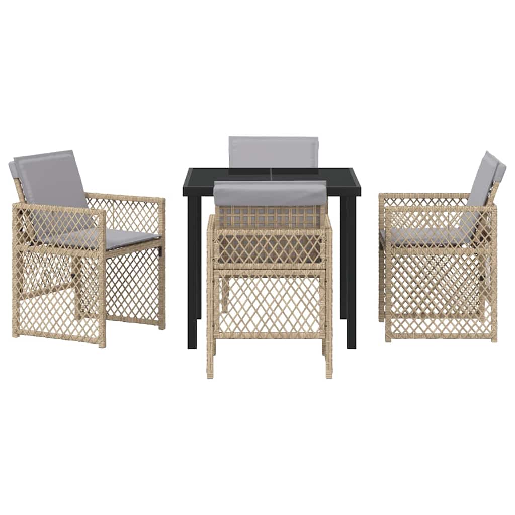 Tuin eettafelset 5 pcs Beige poly rattan