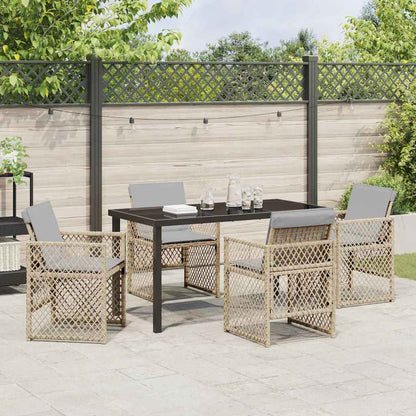 Tuin eettafelset 5 pcs Beige poly rattan