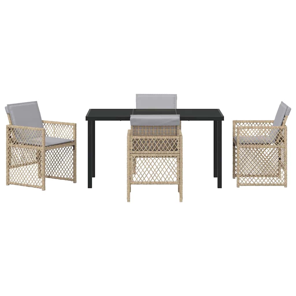 Tuin eettafelset 5 pcs Beige poly rattan