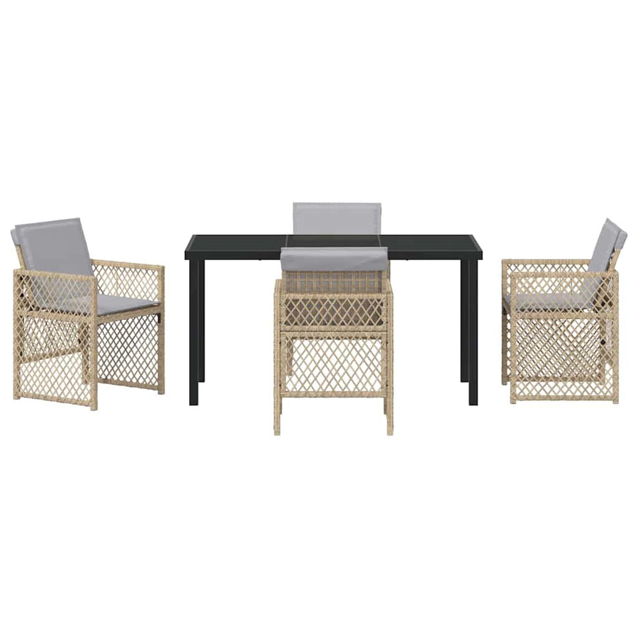 Tuin eettafelset 5 pcs Beige poly rattan