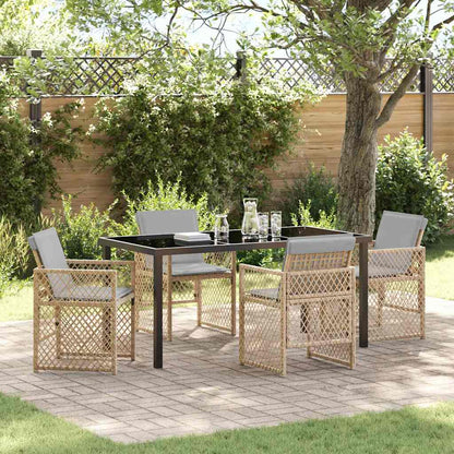 Tuin eettafelset 5 pcs Beige poly rattan