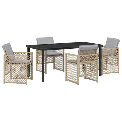 Tuin eettafelset 5 pcs Beige poly rattan