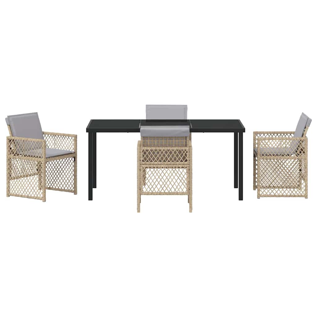 Tuin eettafelset 5 pcs Beige poly rattan