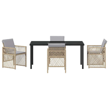Tuin eettafelset 5 pcs Beige poly rattan