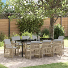 Tuin eettafelset 9 pcs Beige poly rattan