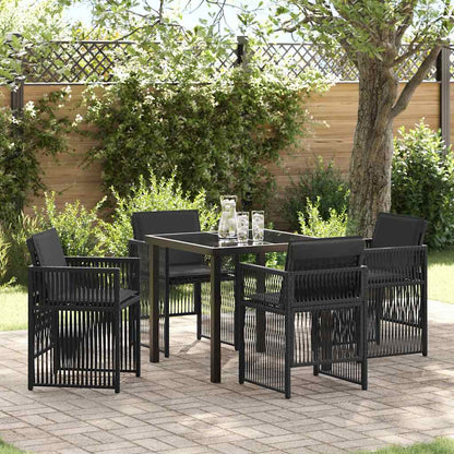 Tuin eettafelset 5 pcs Zwart Gepoedercoat staal