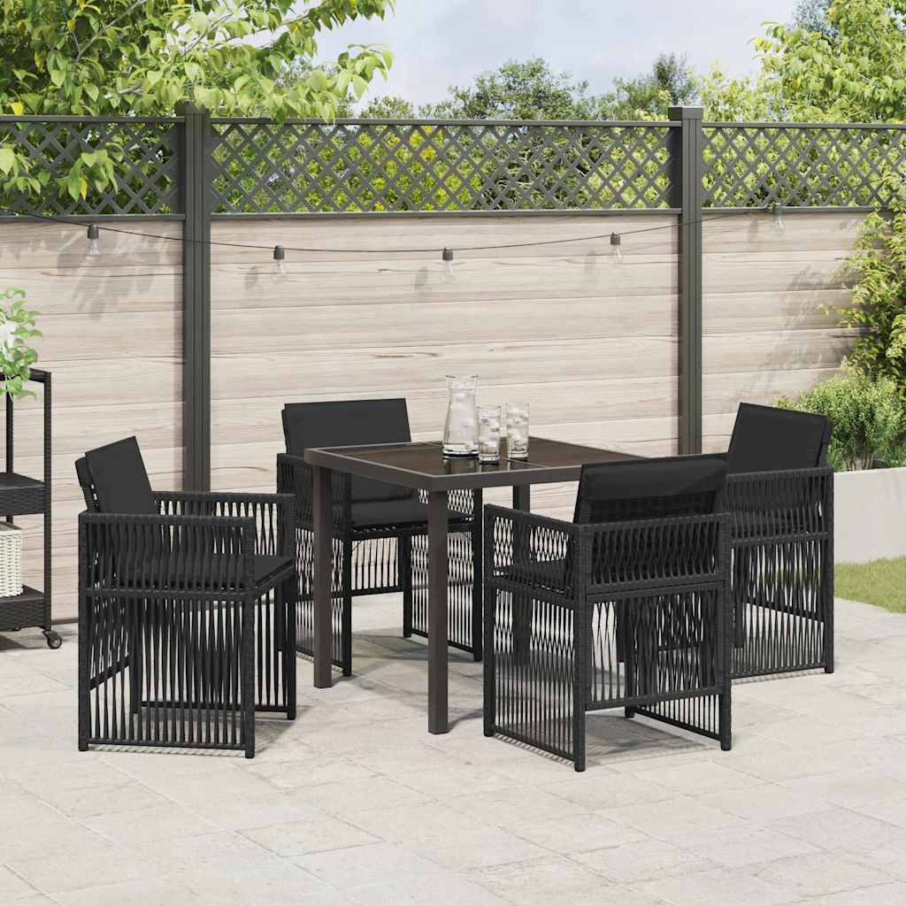 Tuin eettafelset 5 pcs Zwart Gepoedercoat staal