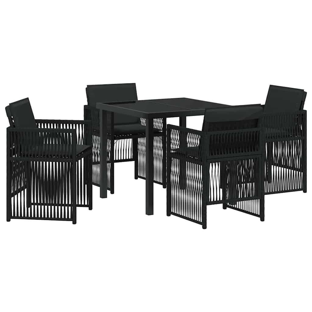 Tuin eettafelset 5 pcs Zwart Gepoedercoat staal