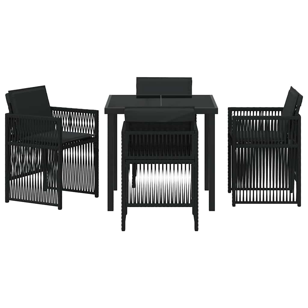 Tuin eettafelset 5 pcs Zwart Gepoedercoat staal