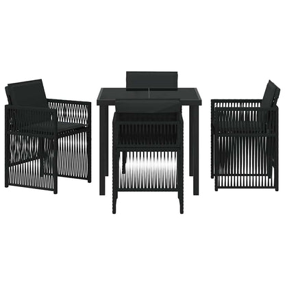 Tuin eettafelset 5 pcs Zwart Gepoedercoat staal