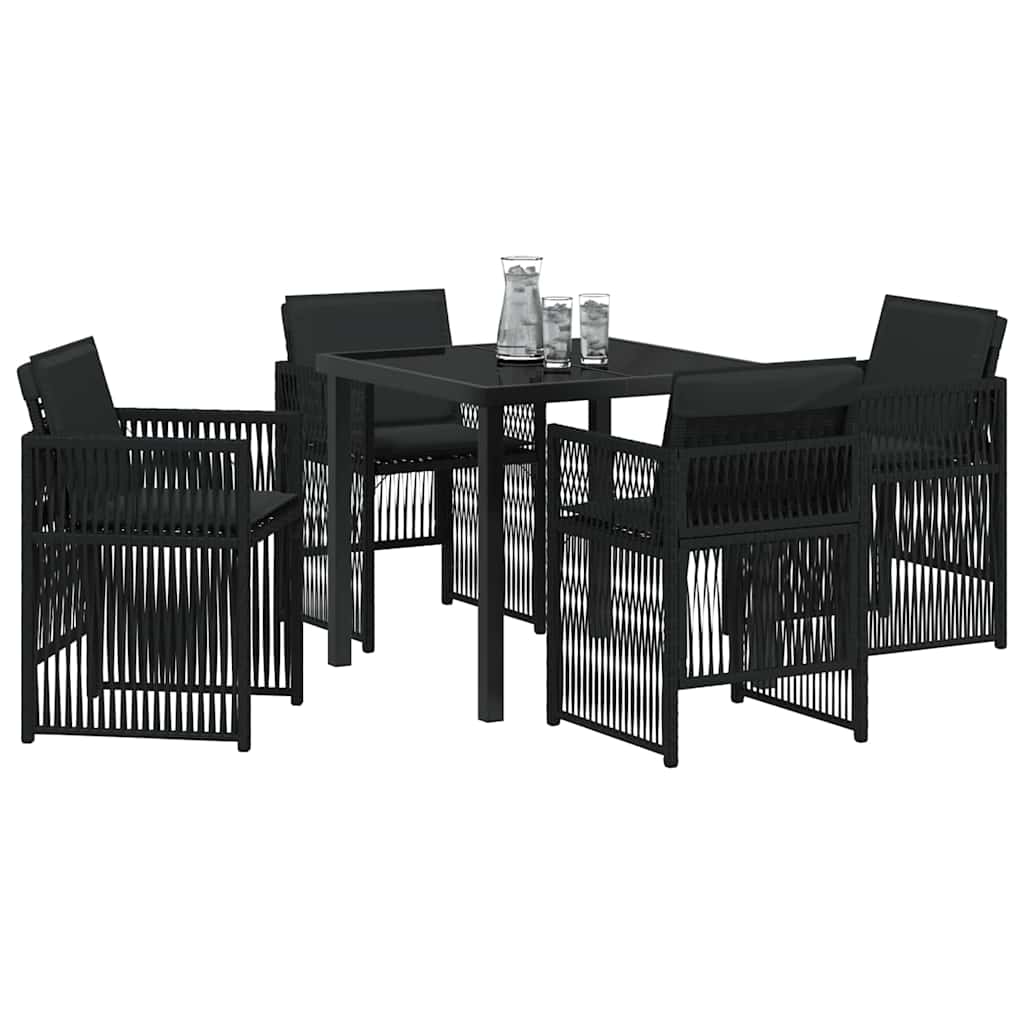 Tuin eettafelset 5 pcs Zwart Gepoedercoat staal
