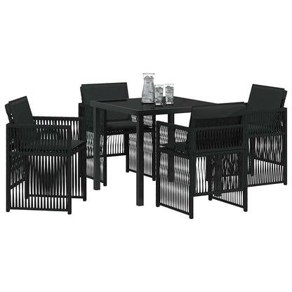 Tuin eettafelset 5 pcs Zwart Gepoedercoat staal