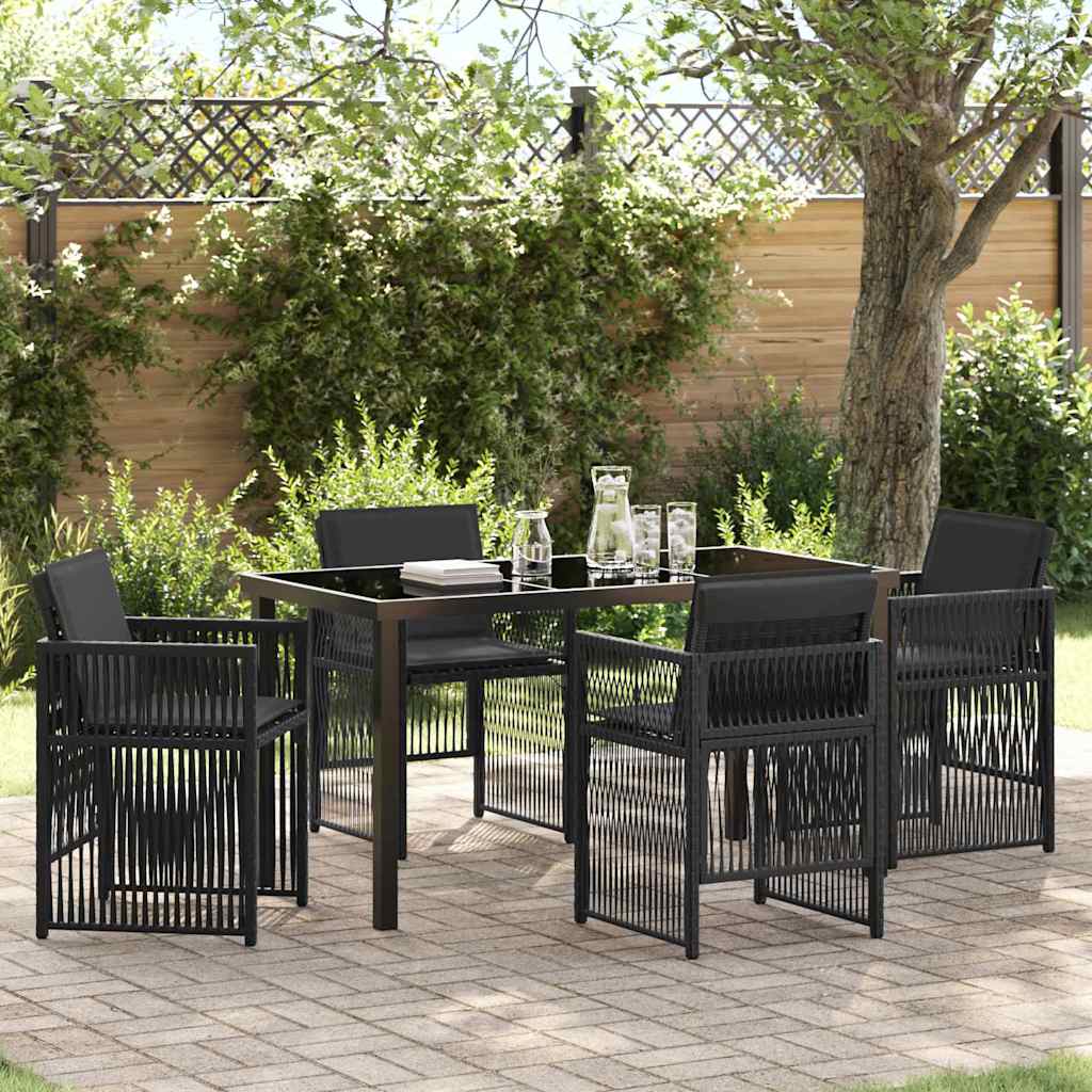 Tuin eettafelset 5 pcs Zwart Gepoedercoat staal