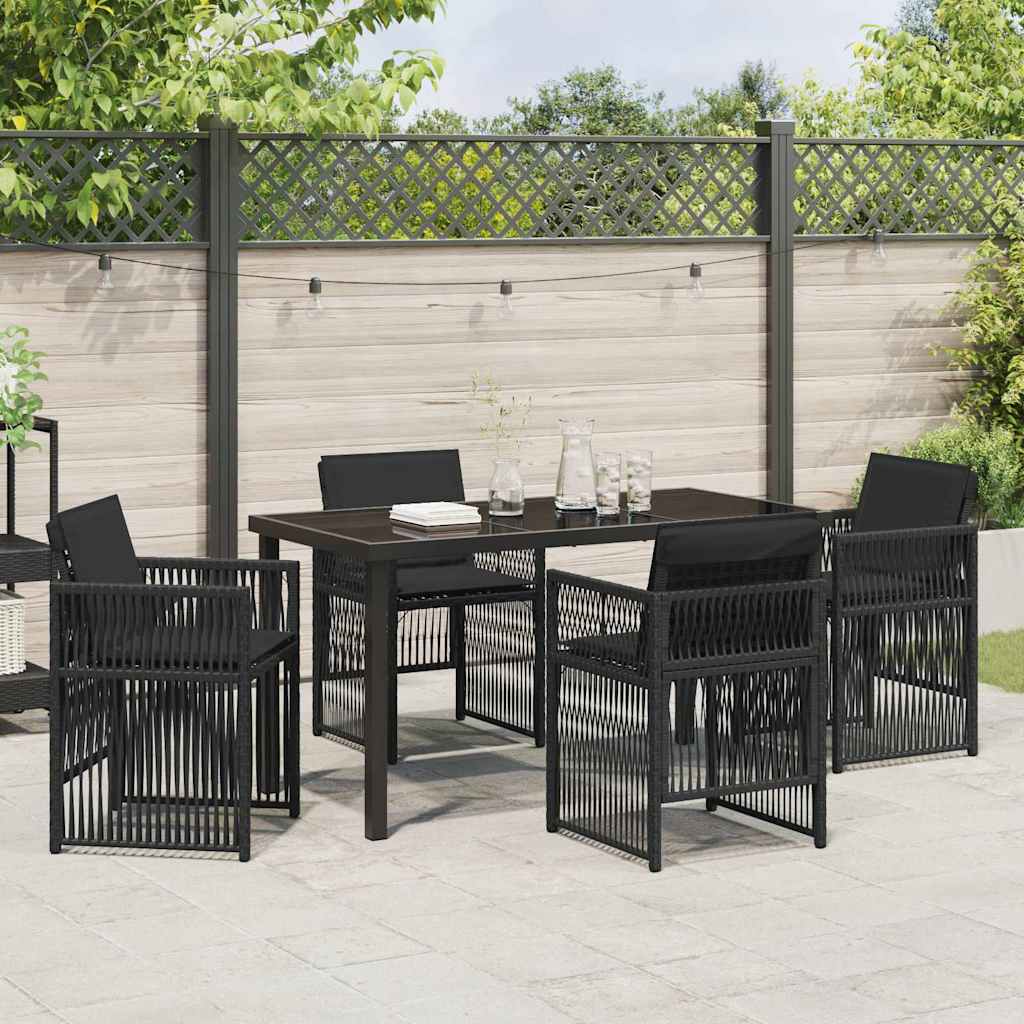 Tuin eettafelset 5 pcs Zwart Gepoedercoat staal