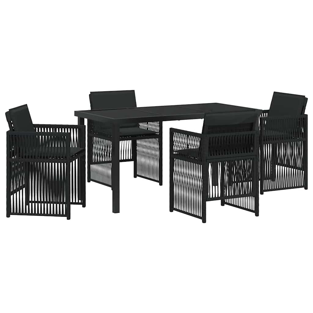 Tuin eettafelset 5 pcs Zwart Gepoedercoat staal