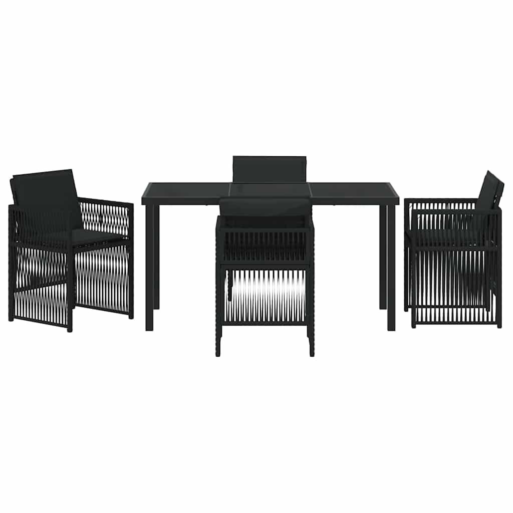 Tuin eettafelset 5 pcs Zwart Gepoedercoat staal