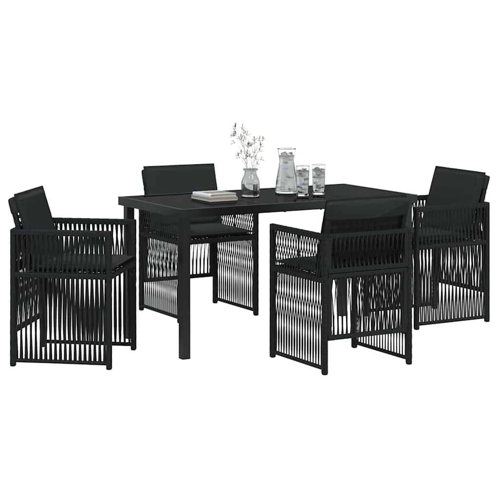 Tuin eettafelset 5 pcs Zwart Gepoedercoat staal