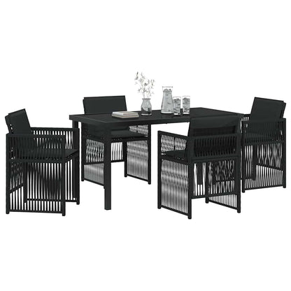 Tuin eettafelset 5 pcs Zwart Gepoedercoat staal