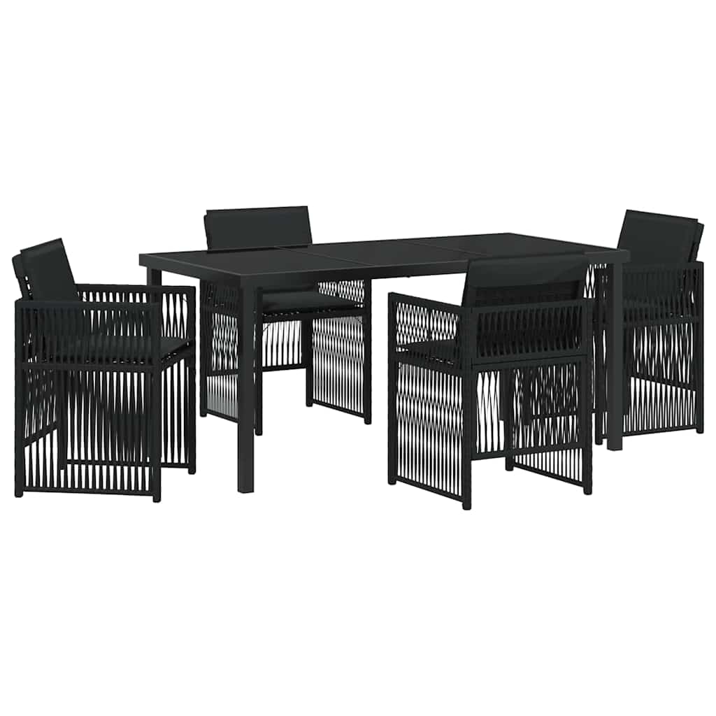 Tuin eettafelset 5 pcs Zwart Gepoedercoat staal