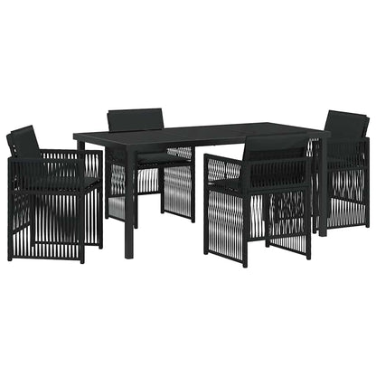 Tuin eettafelset 5 pcs Zwart Gepoedercoat staal