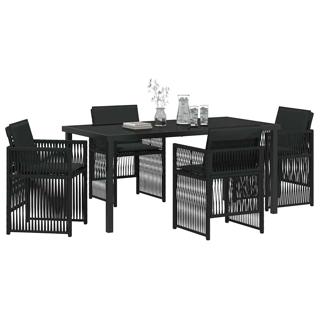 Tuin eettafelset 5 pcs Zwart Gepoedercoat staal
