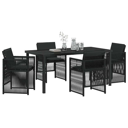 Tuin eettafelset 5 pcs Zwart Gepoedercoat staal