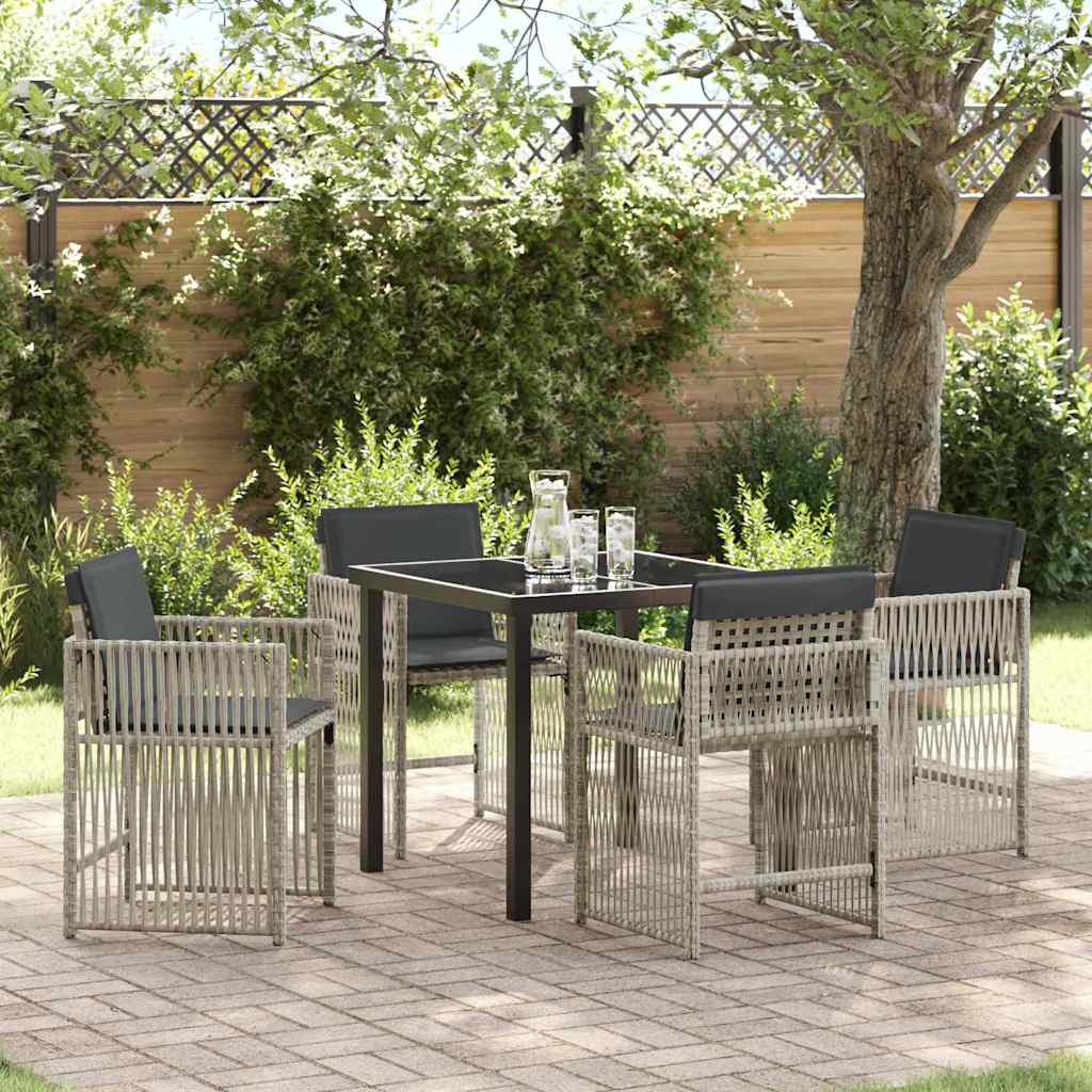 Tuin eettafelset 5 pcs Lichtgrijs Gepoedercoat staal